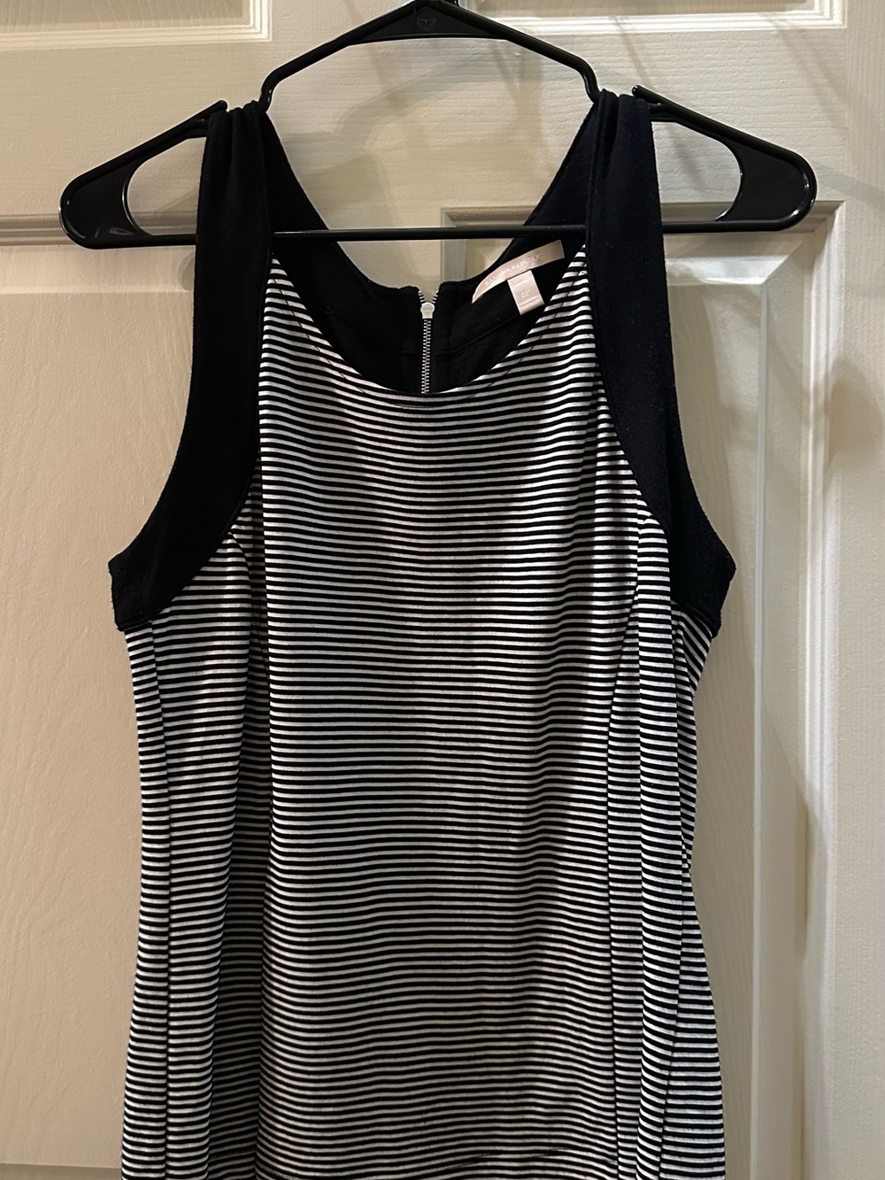 Banana Republic Black & White Striped Tank with Solid Black Panels